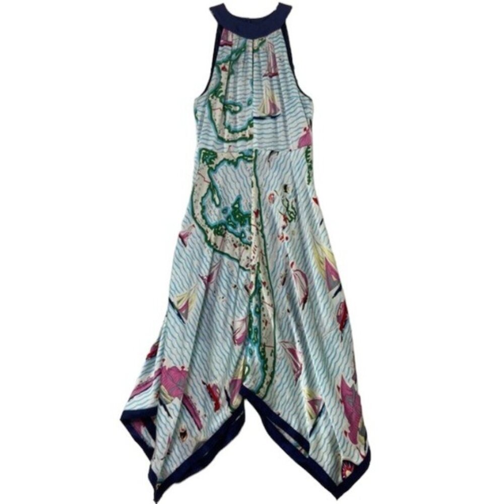 Anthropologie Eva Franco Cartographer Dress Asymmetrical Sleeveless Sz 2